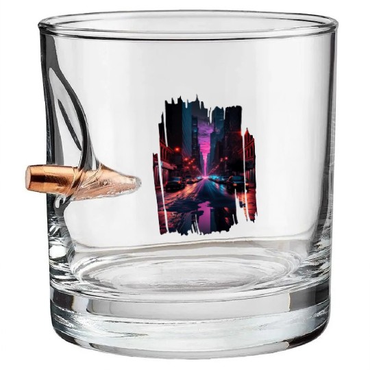 New York Vaporwave Aesthetic Retro Style Love NY Bullet Whiskey Glasses