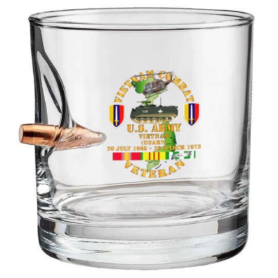 Army Vietnam Combat Veteran US Army Vietnam USARV Bullet Whiskey Glasses