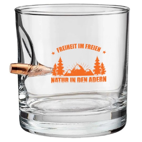 Nature In The Veins Forest Mountain Saying Outdoor Bullet Whiskey Glasses