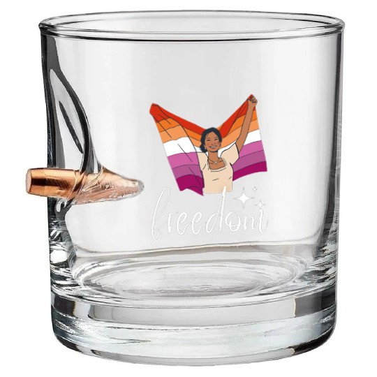 Lesbian Flag of Love and Freedom Bullet Whiskey Glasses