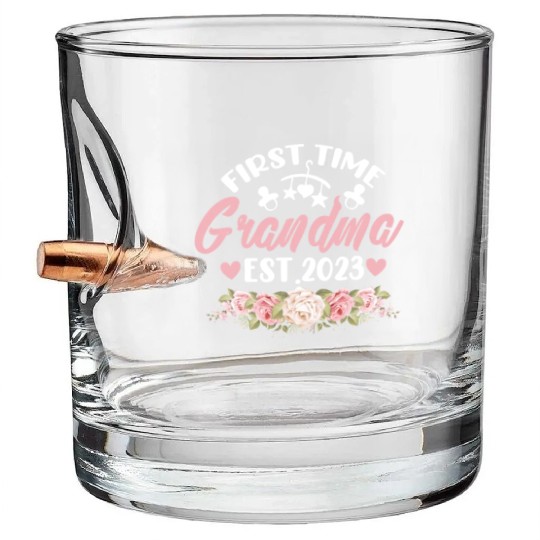 First Time Grandma Est. 2023 Bullet Whiskey Glasses