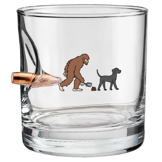 Bigfoot Sasquatch Poop Great Dane Bullet Whiskey Glasses