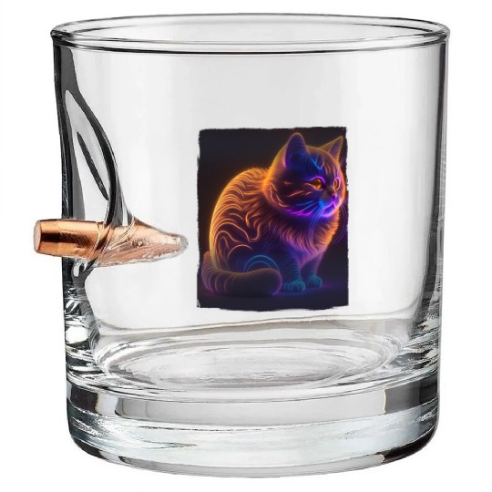 Lets Glow Crazy Cat Kitten Fluffy Cat Bullet Whiskey Glasses