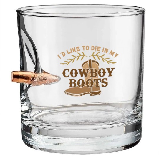 Cowboy Barn Bull Rider Rodeo Country Western Gift Bullet Whiskey Glasses