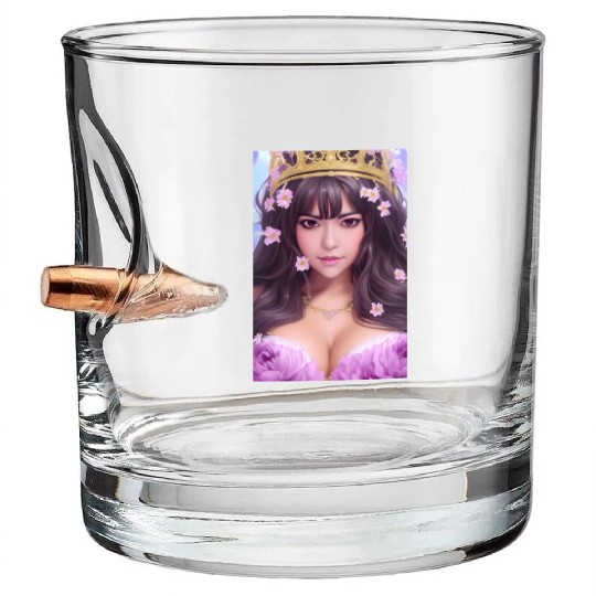 Crown and Pink flowers Bullet Whiskey Glasses