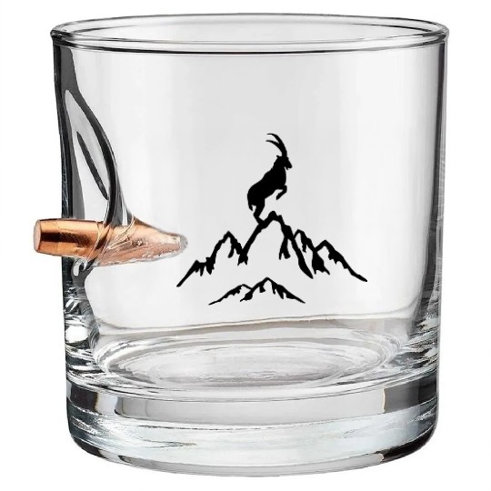Mountain and Ibex, Mountains and Mountain goat Bullet Whiskey Glasses