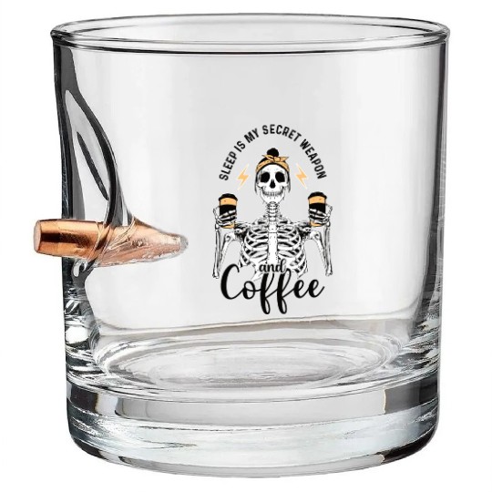 Skeleton Drink Tired Mom needs Coffee Bullet Whiskey Glasses