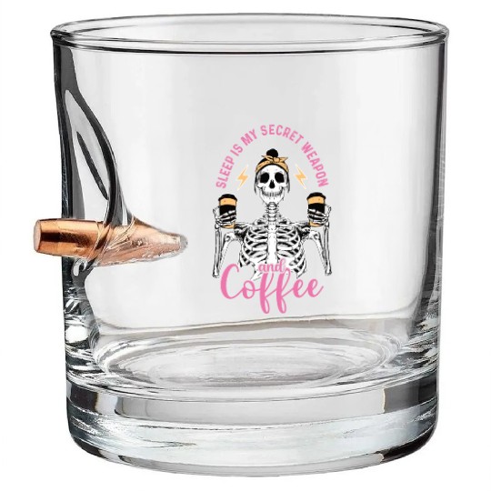 Skeleton Drink Tired Mom needs Coffee Bullet Whiskey Glasses