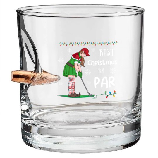 Golf Elf Pun Golfer Christmas Golfing Bullet Whiskey Glasses