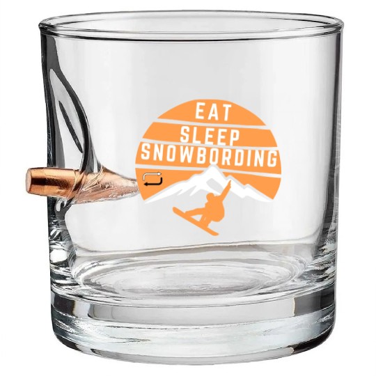 Eat sleep snowboarding repeat Winter sport lover Bullet Whiskey Glasses
