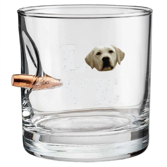 I Love My Yellow Lab Labrador Retriever Dog Bullet Whiskey Glasses