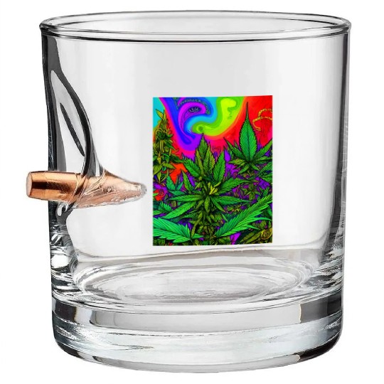 Psychedelic cannabis land Bullet Whiskey Glasses