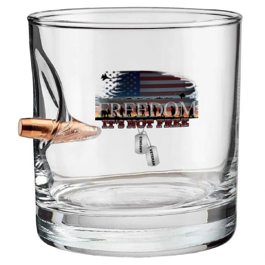 Airforce Veteran Freedom isn't Free Bullet Whiskey Glasses
