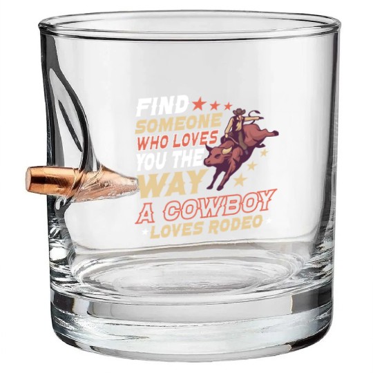 Rodeo Bull Riding Livestock Show Farmer Cattle Bullet Whiskey Glasses