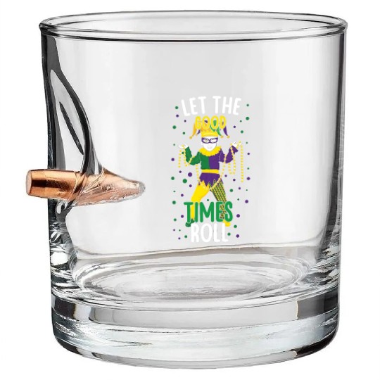 Jester Clown Festival Parade Beads Mardi Gras Bullet Whiskey Glasses