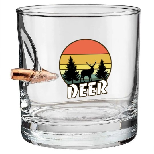 Deer funny sunset sunrise summer Gifts Bullet Whiskey Glasses
