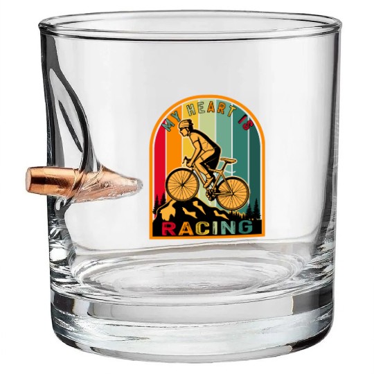 Vintage Bicycle Bike Race Racing Bullet Whiskey Glasses