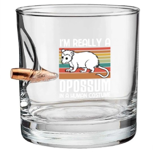 i m really a Opossum in a human funny Opossum Bullet Whiskey Glasses
