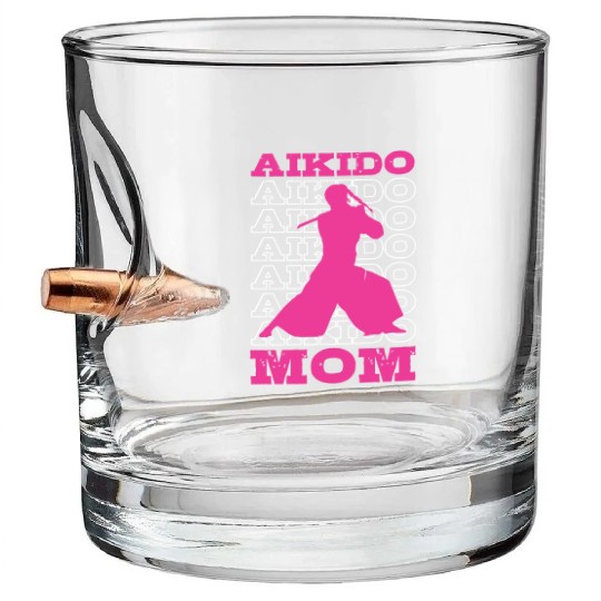 Aikido Mom Japan Taekwondo Karate Martial Arts Bullet Whiskey Glasses