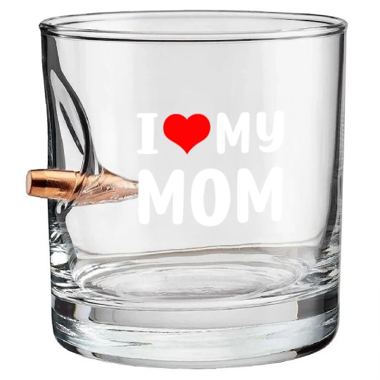 I love my mom Funny Mothers Day Gifts For Mom Momm Bullet Whiskey Glasses