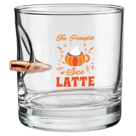 Pumpkin Spice Latte Halloween Coffee Lover Tarot Bullet Whiskey Glasses