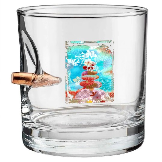 Japan Zen Buddhism Balancing Stones Rocks Cherry Bullet Whiskey Glasses