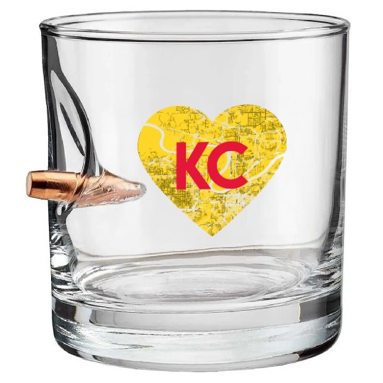 I Love Kansas City Football Kc Heart Map Bullet Whiskey Glasses