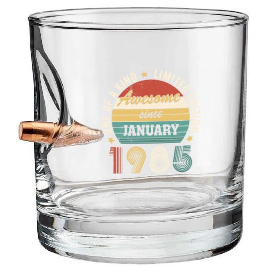 Awesome Since January 1985 Limited Edition Bullet Whiskey Glasses