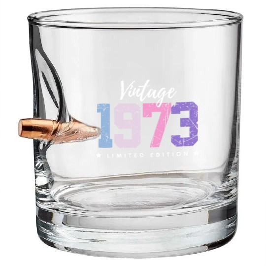 50 Years Vintage 1973 Retro 50th Birthday Bullet Whiskey Glasses