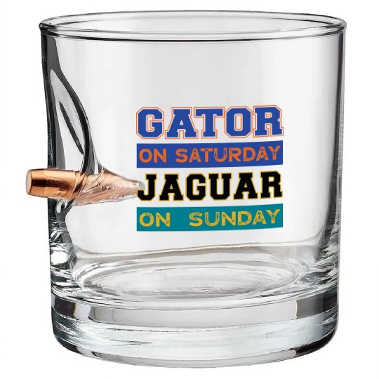 Gator On Saturday Jaguar On Sunday Jacksonville Fo Bullet Whiskey Glasses