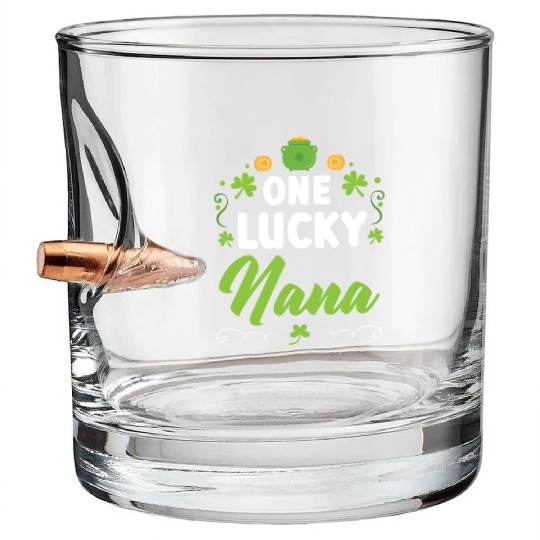 One Lucky Nana Grandma Granny St. Patricks Day Bullet Whiskey Glasses
