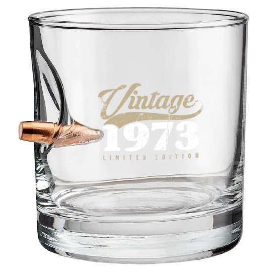 50 Years Vintage 1973 Retro 50th Birthday Bullet Whiskey Glasses