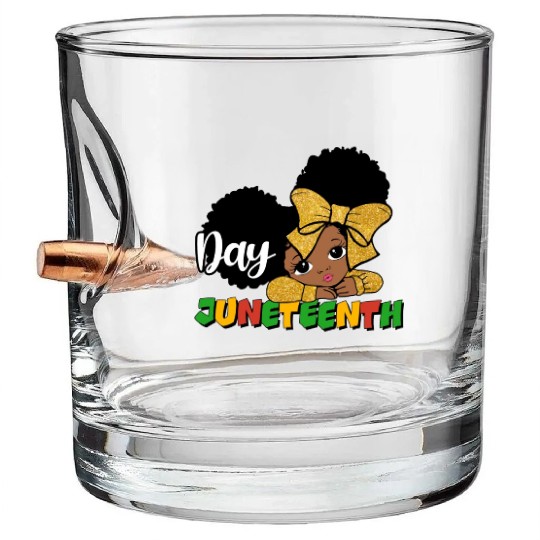 Juneteenth Day Celebration Afro Girl Bullet Whiskey Glasses