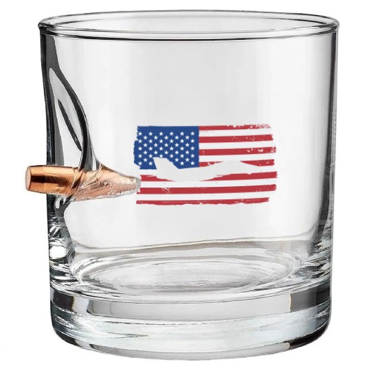 F-14 Tomcat Fighter Jet American Flag F14 Tomcat Bullet Whiskey Glasses