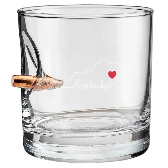 Kentucky Card with Heart USA America Bullet Whiskey Glasses