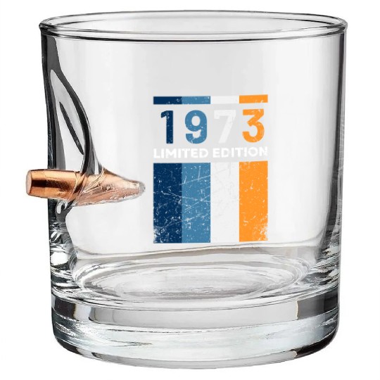 50 Years Vintage 1973 Retro 50th Birthday Bullet Whiskey Glasses