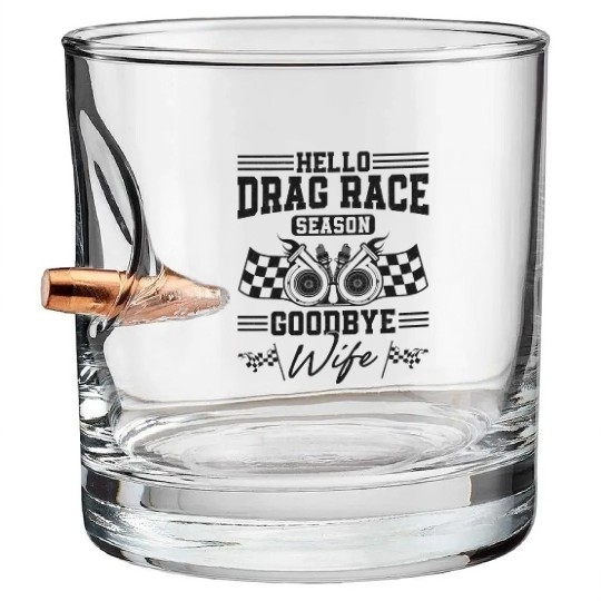 Drag Racing Race Car Husband Bullet Whiskey Glasses