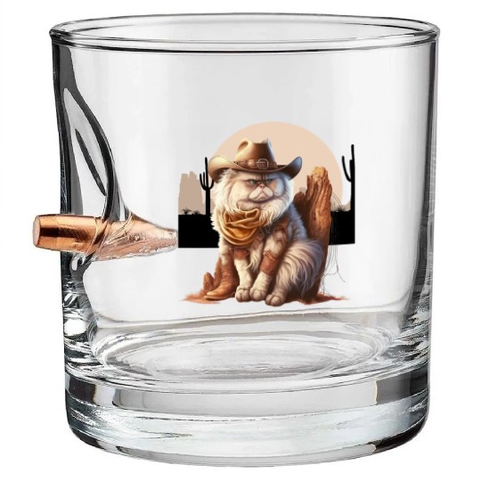Cat Cowboy Hat meow Cowboy Cat Meme Bullet Whiskey Glasses