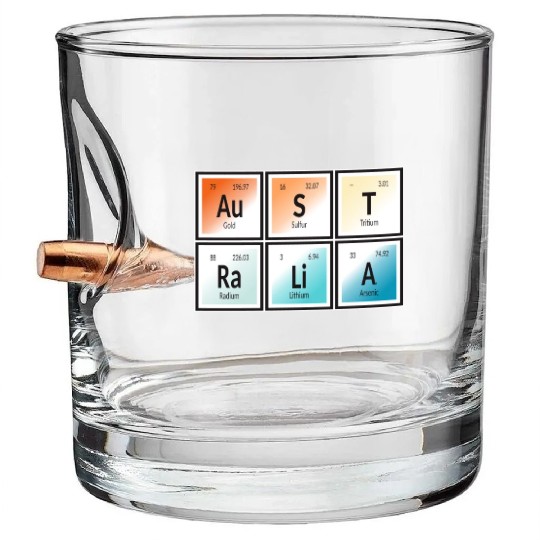 Australia | Periodic Table of Elements Bullet Whiskey Glasses