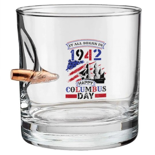 Columbus Day 1942 American Italian Christopher Bullet Whiskey Glasses