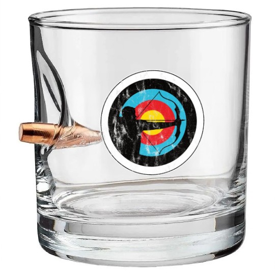 Archer and bowman with target archery Bullet Whiskey Glasses