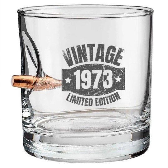 50 Years Vintage 1973 Retro 50th Birthday Bullet Whiskey Glasses