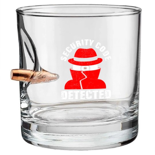 Network And Computer Security Hard Disc Detective Bullet Whiskey Glasses