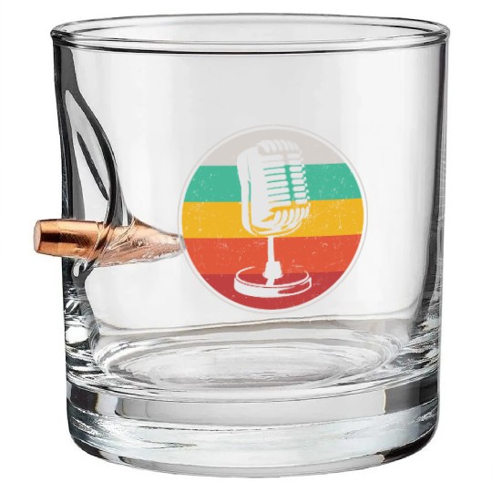 Karaoke Singer Microphone Vocalist Bullet Whiskey Glasses