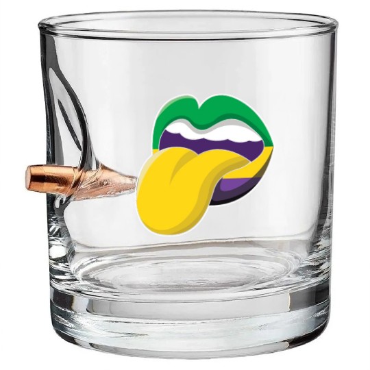 Tongue Lips Festival Parade Beads Mardi Gras Bullet Whiskey Glasses