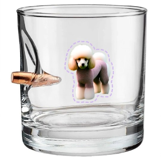 Poodle dog potrait | poodle potrait | pet potrait Bullet Whiskey Glasses