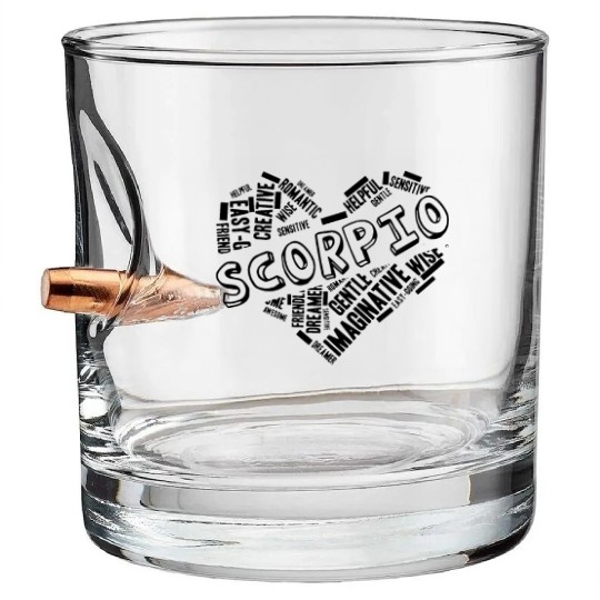 Scorpio Heart Word Cloud Doodle Astrology Zodiac S Bullet Whiskey Glasses