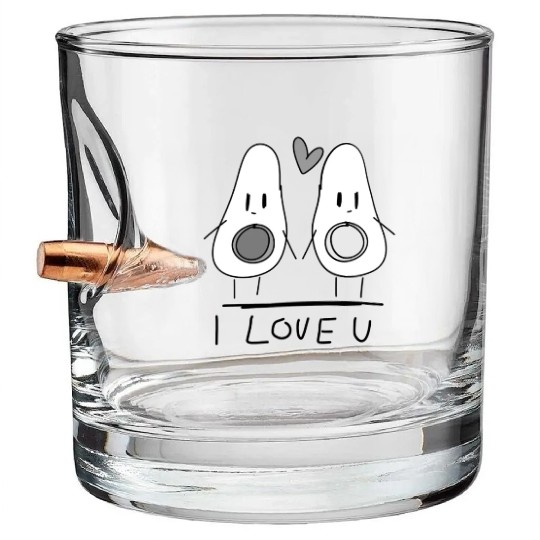 i love you avocado couple food Bullet Whiskey Glasses