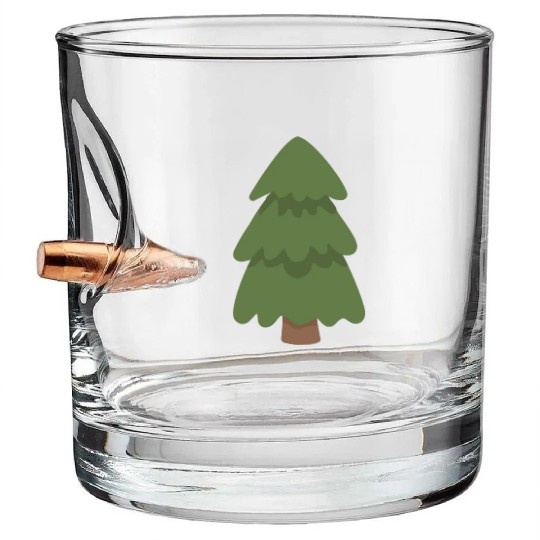 Cartoon Evergreen Tree Bullet Whiskey Glasses