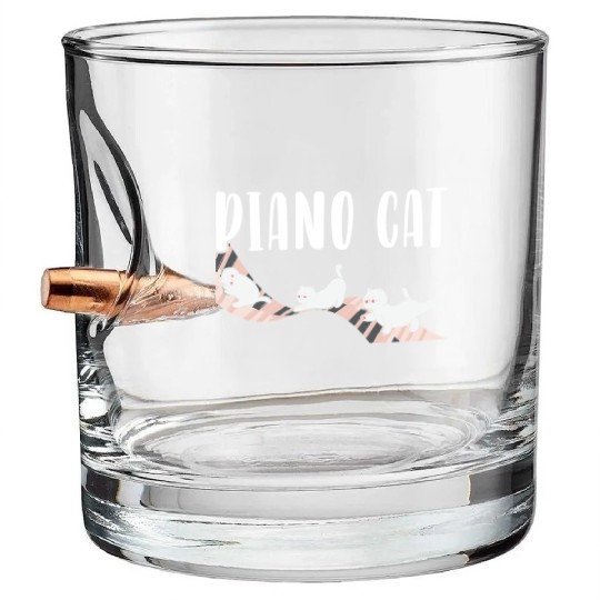 Piano Cat Musician Musical Instrument Pianist Bullet Whiskey Glasses